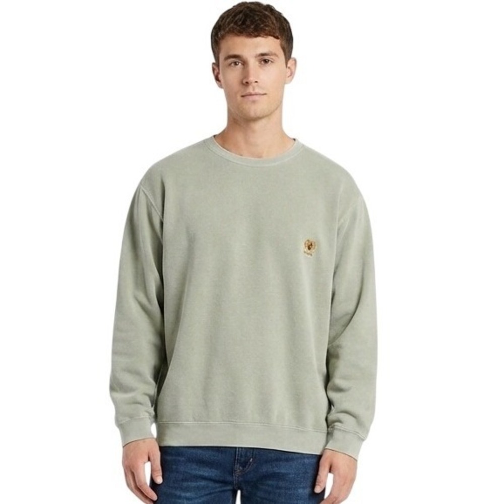 Ron Alexander Inc Garment Dye Crewneck Sweatshirt Men L Light Green Cotton Blend